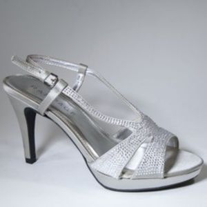 Silver Heels Satin Platform Formal